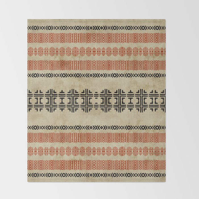 Orange Linen Mud Cloth Throw Blanket Gallery Image 2