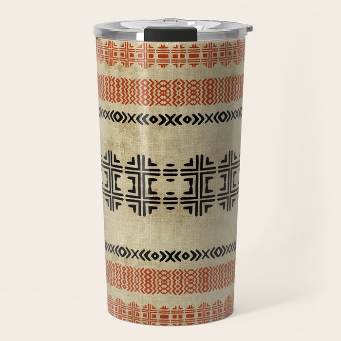 Orange Linen Mud Cloth Travel Mug Gallery Image 1