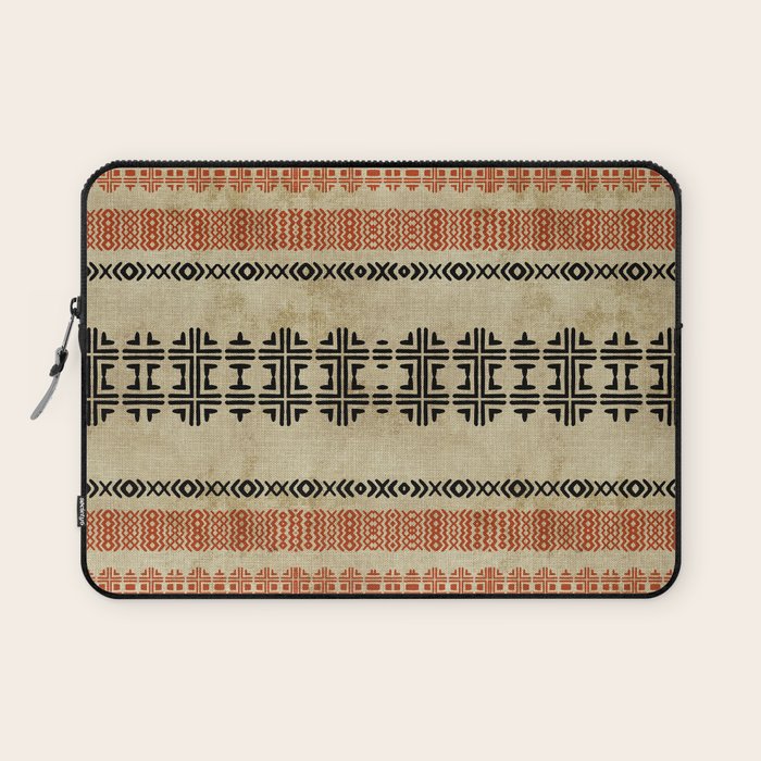Orange Linen Mud Cloth Laptop Sleeve Gallery Image 1