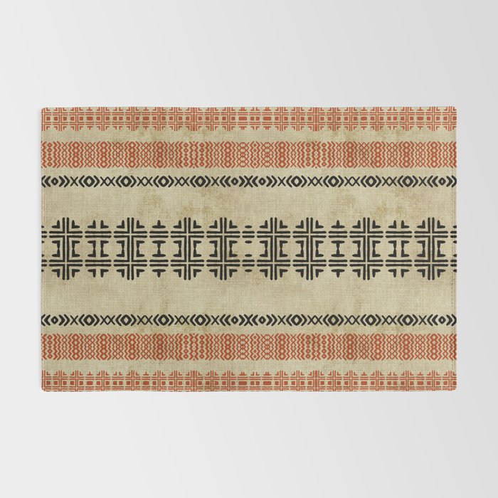 Orange Linen Mud Cloth Rug Gallery Image 2
