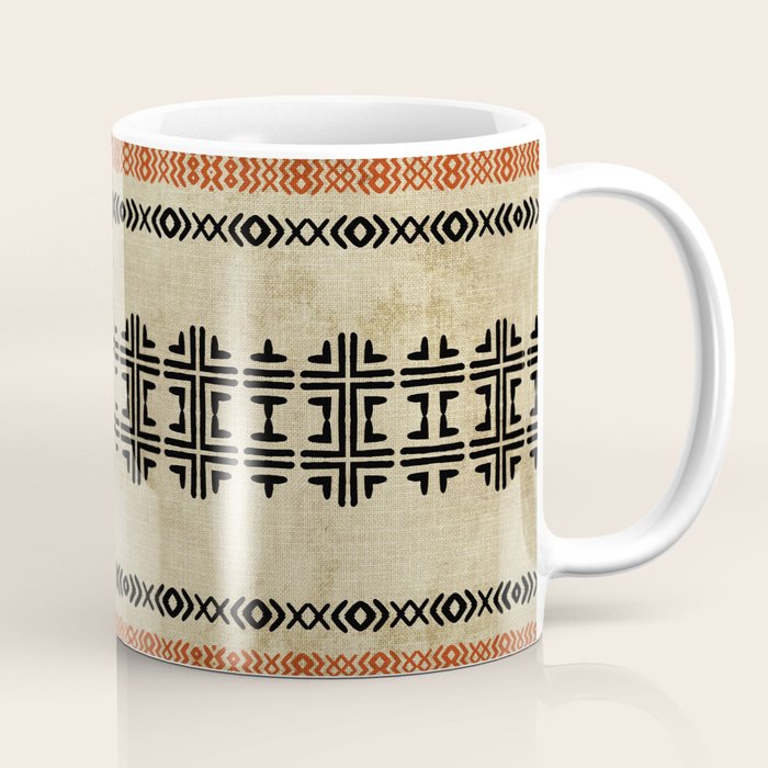 Orange Linen Mud Cloth Coffee Mug Gallery Image 1