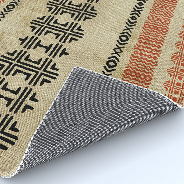 Orange Linen Mud Cloth Rug Gallery Image 4