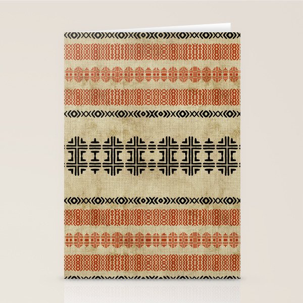 Orange Linen Mud Cloth Stationery Card Gallery Image 2