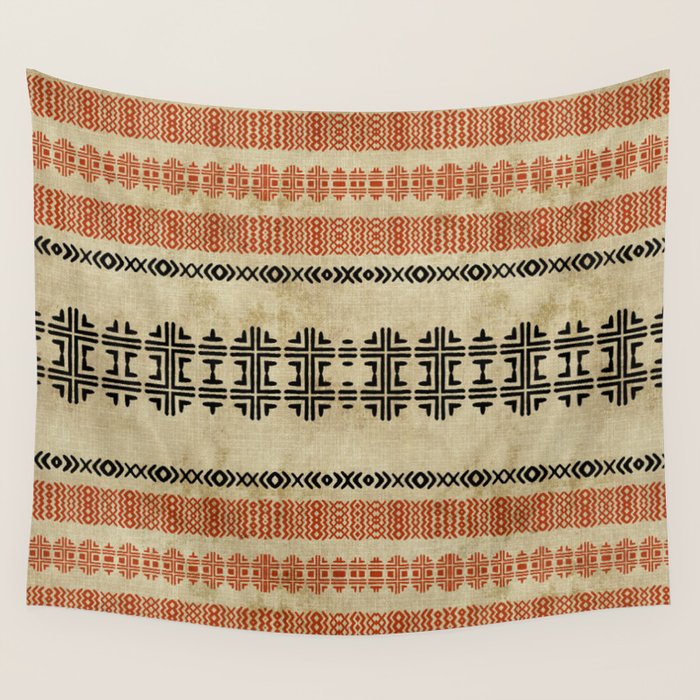 Orange Linen Mud Cloth Wall Tapestry Gallery Image 4