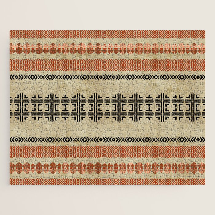 Orange Linen Mud Cloth Jigsaw Puzzle Gallery Image 1