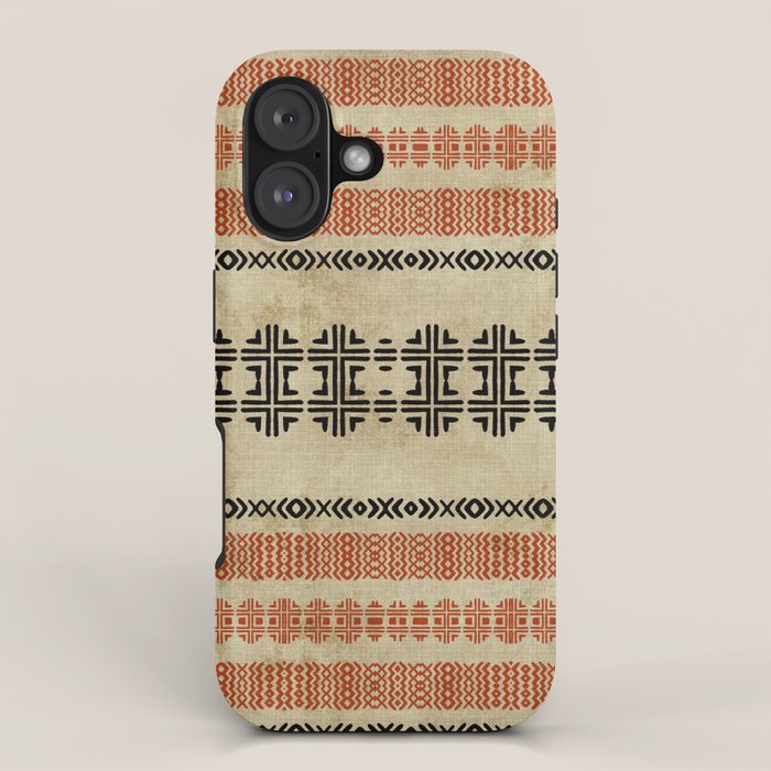 Orange Linen Mud Cloth iPhone Case Gallery Image 1