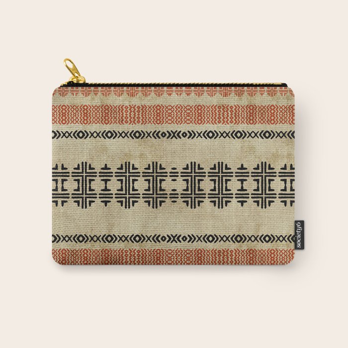 Orange Linen Mud Cloth Carry All Pouch Gallery Image 1
