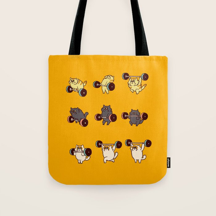 Olympic Lifting Cat Tote Bag Gallery Image 1