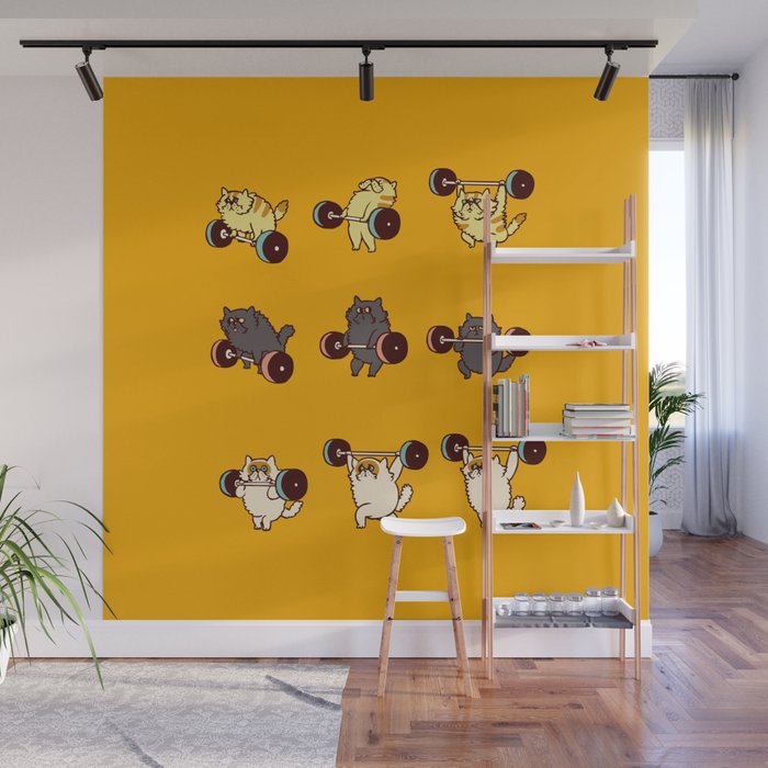 Olympic Lifting Cat Wall Mural Gallery Image 1