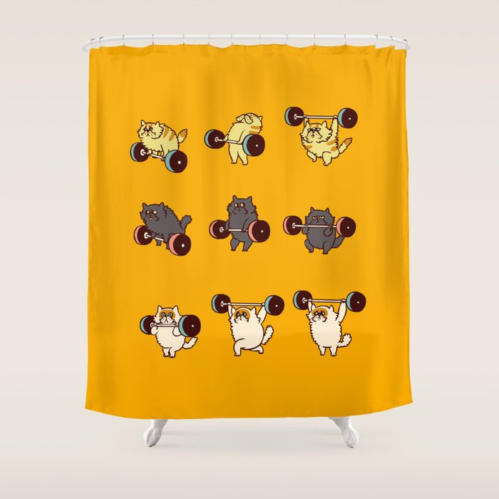 Olympic Lifting Cat Shower Curtain Gallery Image 1