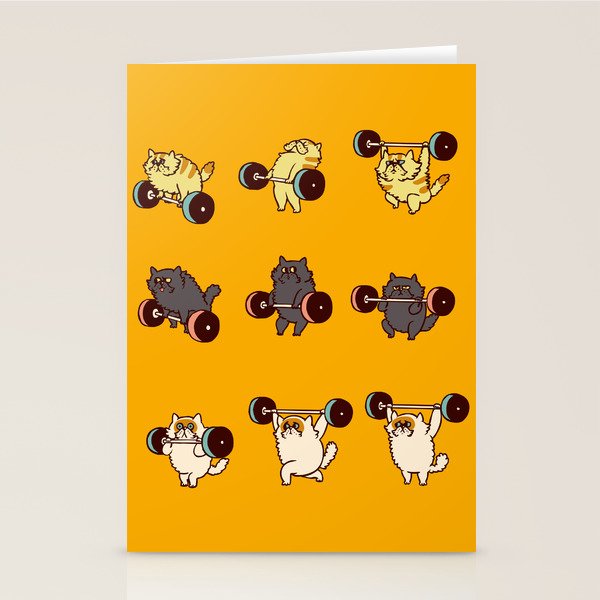Olympic Lifting Cat Stationery Card Gallery Image 1