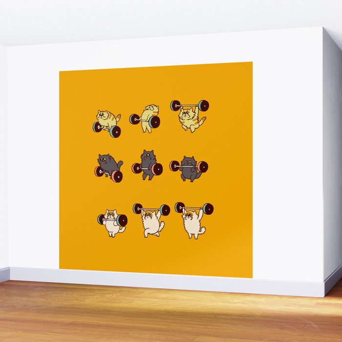 Olympic Lifting Cat Wall Mural Gallery Image 2