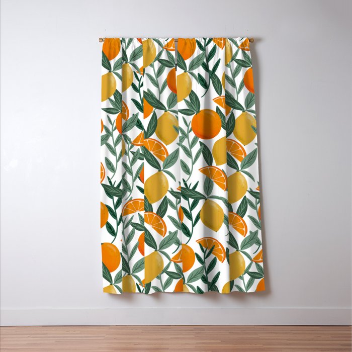 Citrus Fruit Pattern Lemons Oranges Botanical Design Window Curtain Gallery Image 3