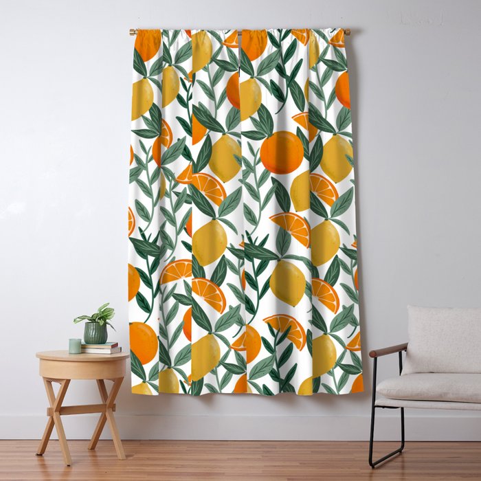 Citrus Fruit Pattern Lemons Oranges Botanical Design Window Curtain Gallery Image 5