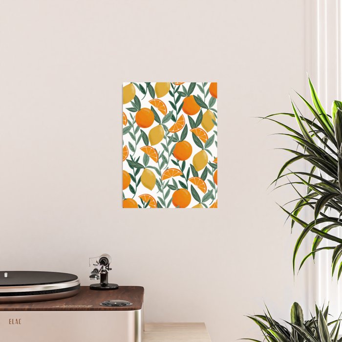 Citrus Fruit Pattern Lemons Oranges Botanical Design Poster Gallery Image 2