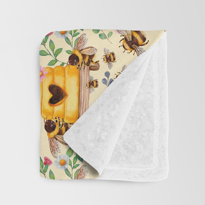 Bees with Flowers and Honey Throw Blanket Gallery Image 3