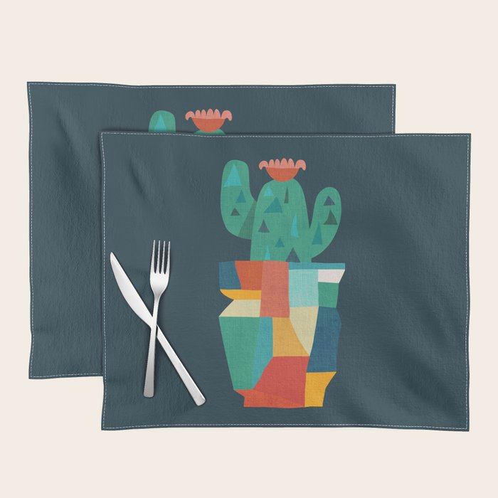Blooming cactus in cracked pot Placemat Gallery Image 1