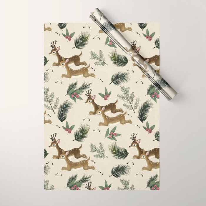 winter deer // repeat pattern Wrapping Paper Gallery Image 1