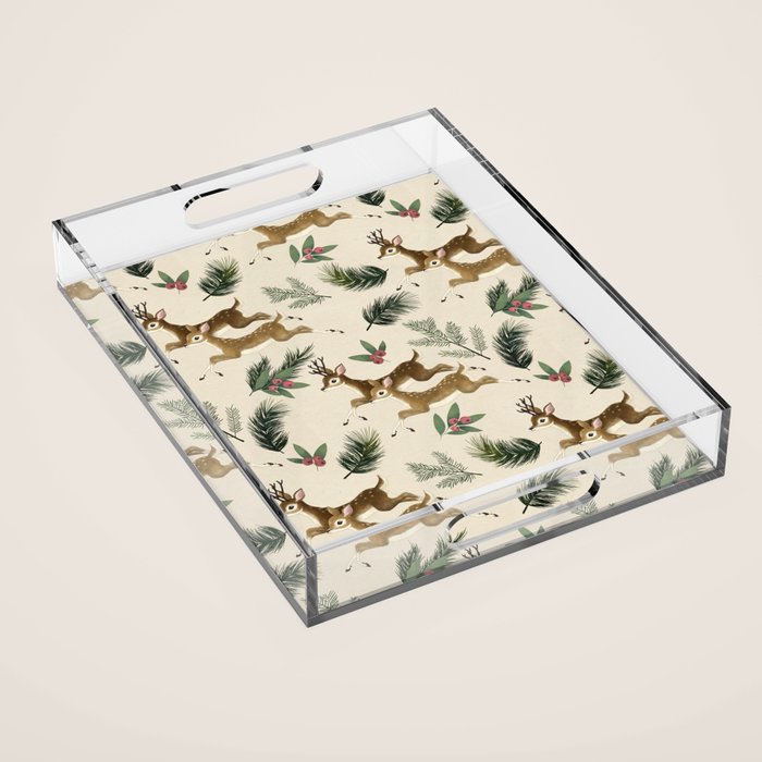 winter deer // repeat pattern Acrylic Tray Gallery Image 1
