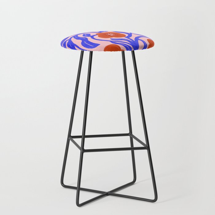 Bold Red Flowers And Blue Leaves Stool Gallery Image 1