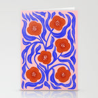 Bold Red Flowers And Blue Leaves Stationery Card Gallery Image 2