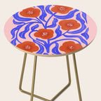 Bold Red Flowers And Blue Leaves Side Table Gallery Image 2