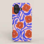 Bold Red Flowers And Blue Leaves iPhone Case Gallery Image 1