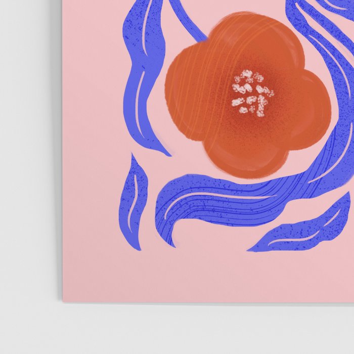 Bold Red Flowers And Blue Leaves Poster Gallery Image 3