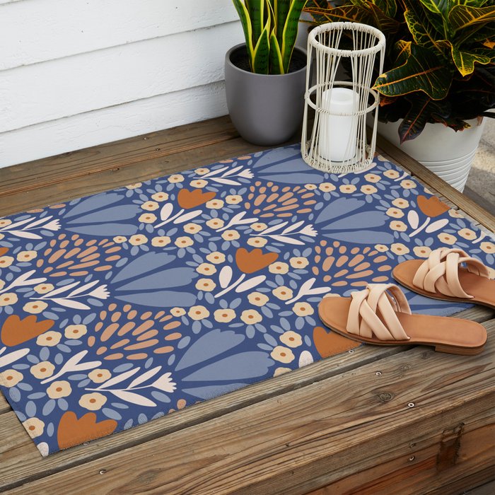 Winter Flower Field - Muted Colors Outdoor Rug Gallery Image 2