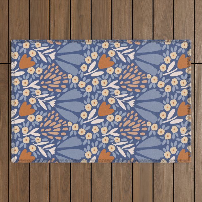 Winter Flower Field - Muted Colors Outdoor Rug Gallery Image 1