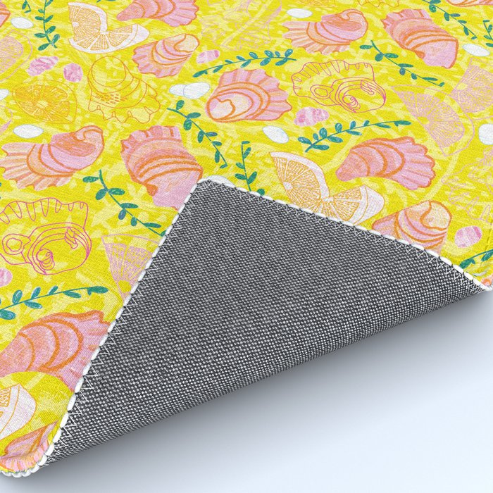 Coastal Oysters on the Beach in Lemon Yellow & Peach Rug Gallery Image 4