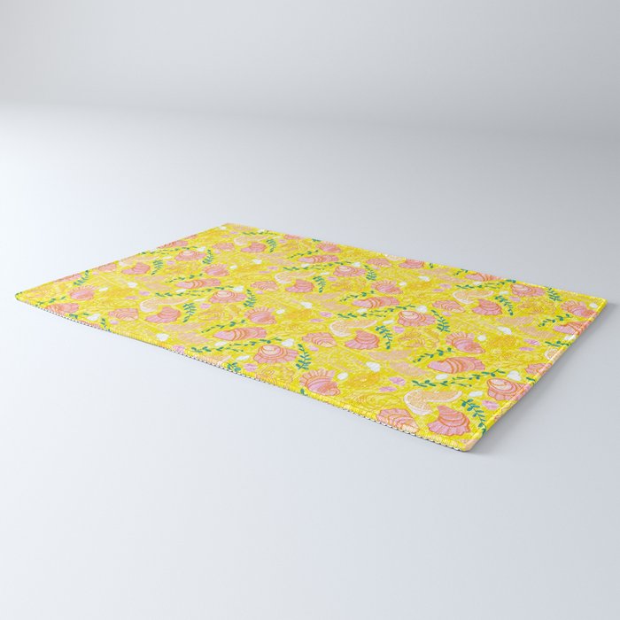 Coastal Oysters on the Beach in Lemon Yellow & Peach Rug Gallery Image 3