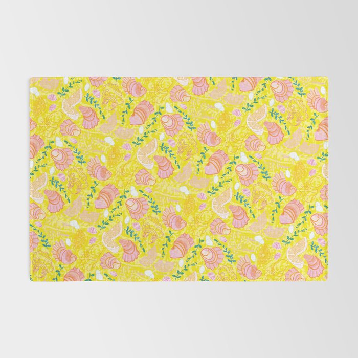 Coastal Oysters on the Beach in Lemon Yellow & Peach Rug Gallery Image 2