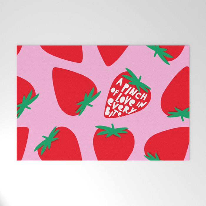 Big Strawberry Fruit with Cut-out Love words Welcome Mat Gallery Image 1