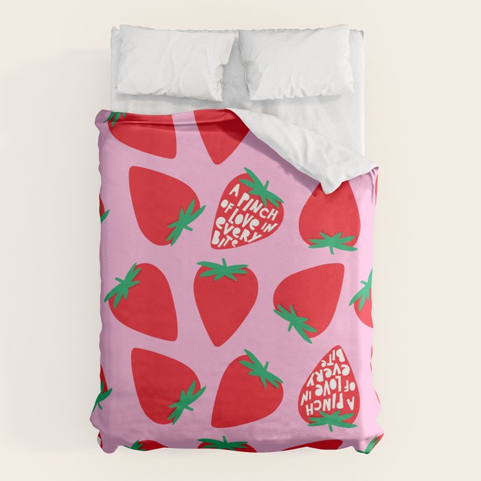 Big Strawberry Fruit with Cut-out Love words Duvet Cover Gallery Image 6