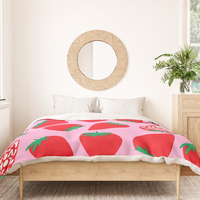 Big Strawberry Fruit with Cut-out Love words Duvet Cover Gallery Image 3