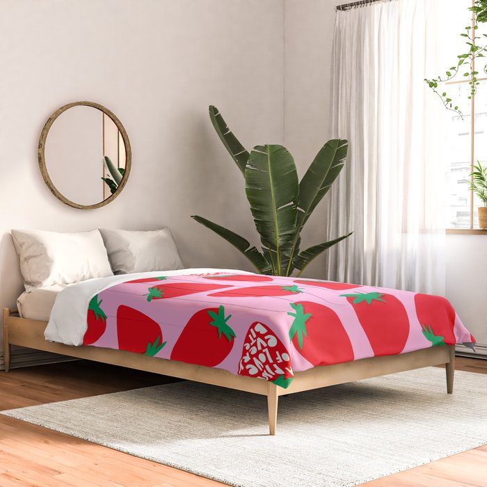 Big Strawberry Fruit with Cut-out Love words Comforter Gallery Image 2