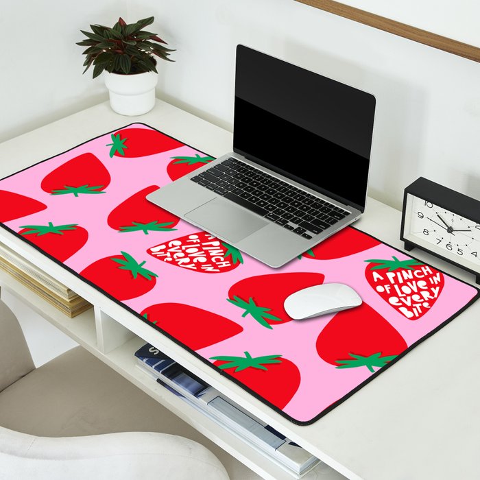 Big Strawberry Fruit with Cut-out Love words Desk Mat Gallery Image 2