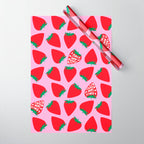 Big Strawberry Fruit with Cut-out Love words Wrapping Paper Gallery Image 1