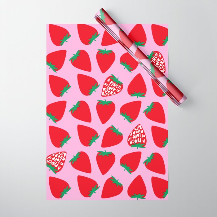 Big Strawberry Fruit with Cut-out Love words Wrapping Paper Gallery Image 1