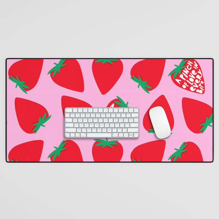 Big Strawberry Fruit with Cut-out Love words Desk Mat Gallery Image 1
