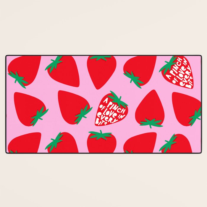Big Strawberry Fruit with Cut-out Love words Desk Mat Gallery Image 3