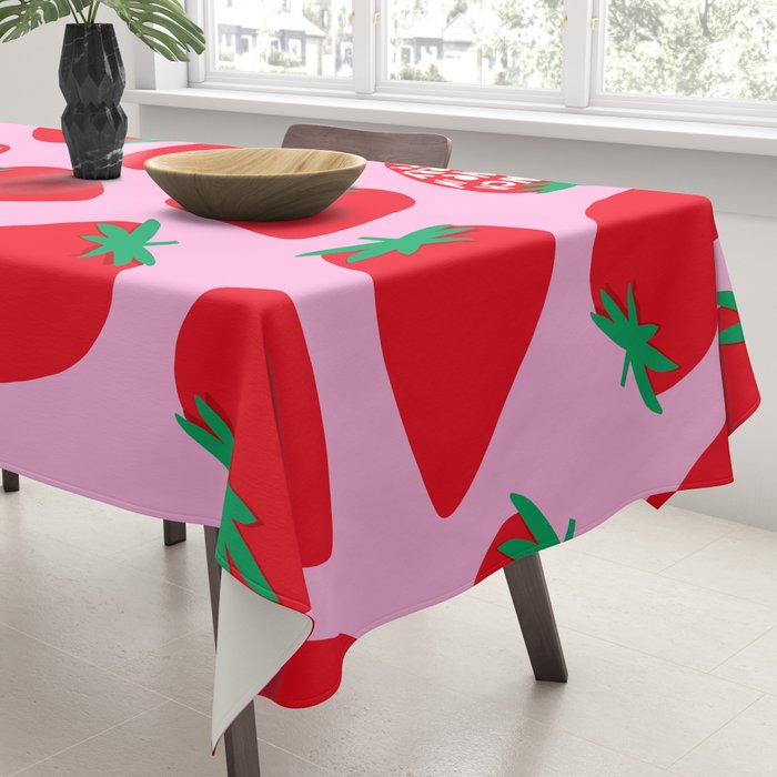 Big Strawberry Fruit with Cut-out Love words Tablecloth Gallery Image 3