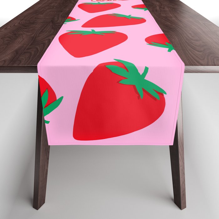 Big Strawberry Fruit with Cut-out Love words Table Runner Gallery Image 1