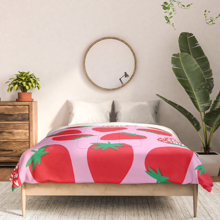 Big Strawberry Fruit with Cut-out Love words Comforter Gallery Image 3