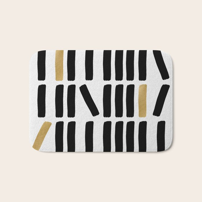 Black and Gold Abstract Bath Mat Gallery Image 1