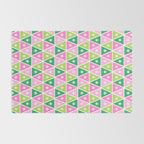 Mid-Century Modern Geometric Christmas Triangles - Green Pink White Rug Gallery Image 2