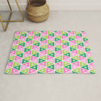 Mid-Century Modern Geometric Christmas Triangles - Green Pink White Rug Gallery Image 1