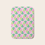 Mid-Century Modern Geometric Christmas Triangles - Green Pink White Bath Mat Gallery Image 1