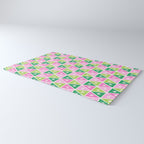 Mid-Century Modern Geometric Christmas Triangles - Green Pink White Rug Gallery Image 3